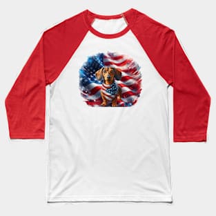 Patriotic Dogs of the United States of America - Dachshund Baseball T-Shirt